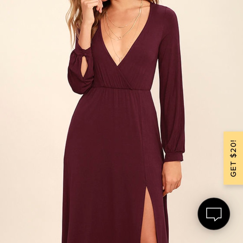 Lulus Right For Me Plum Purple Long Sleeve MIDI dress